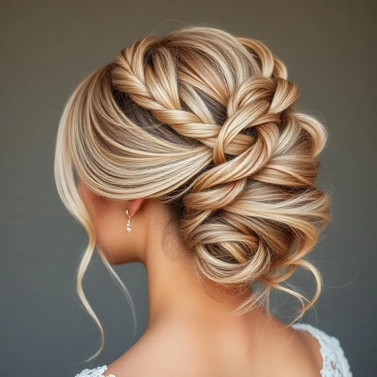 Braided crown wedding updo Rochester NY
