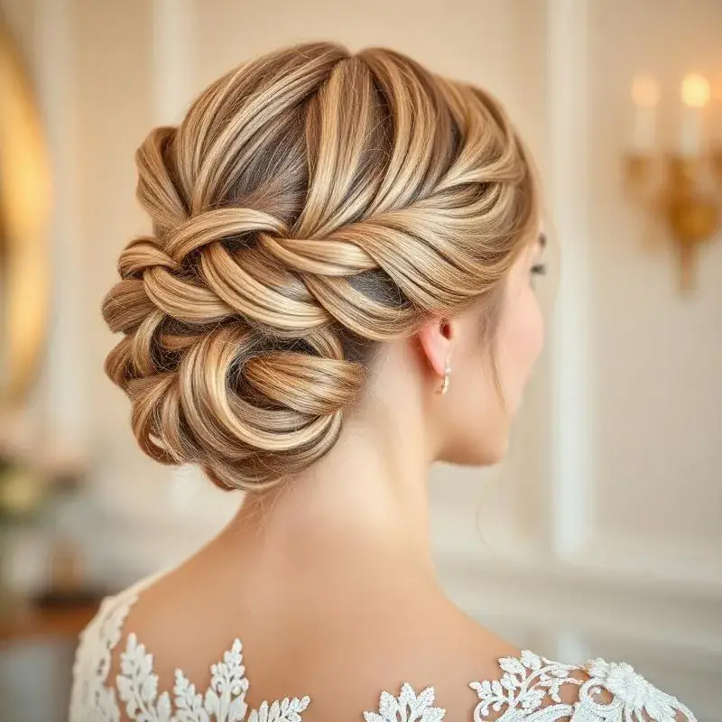 Elegant bridal updo hairstyle for a Rochester NY wedding