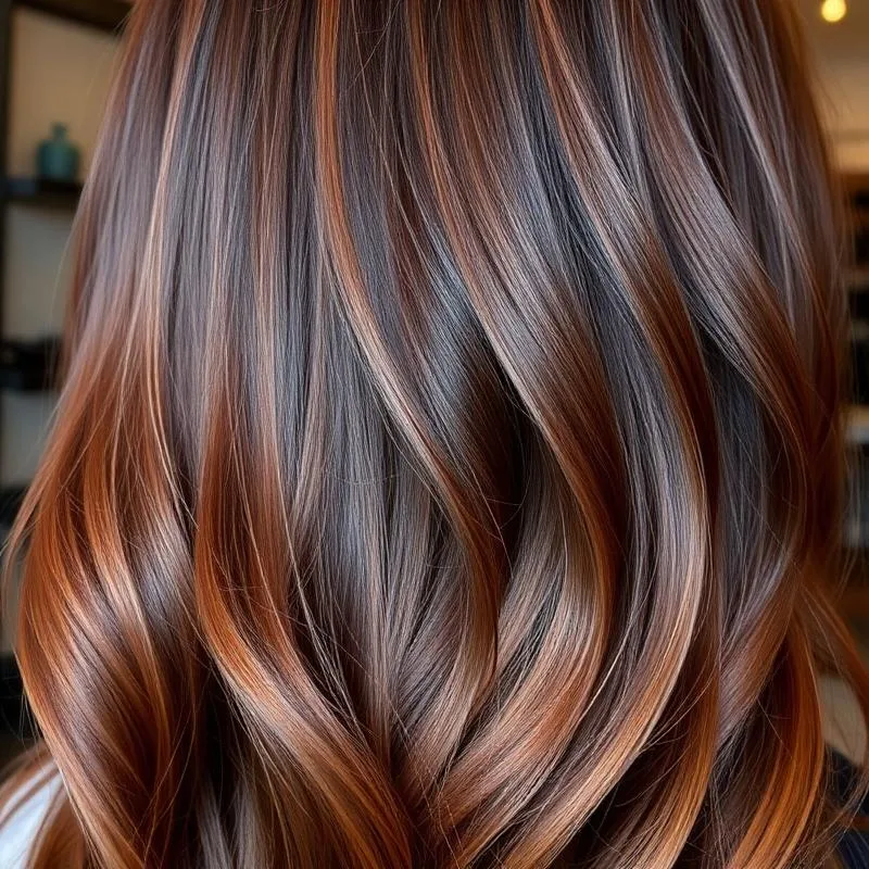 Rich brunette with auburn highlights Rochester NY