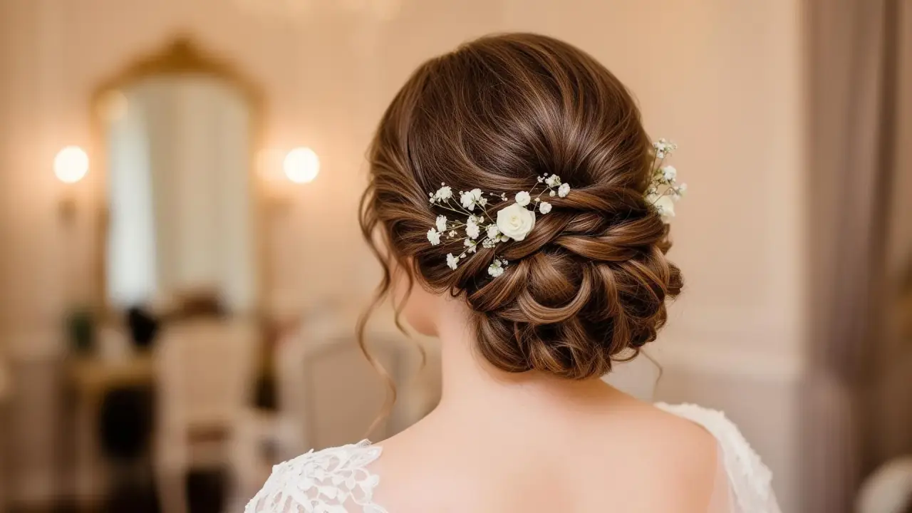 Elegant bridal updo hairstyle Rochester NY